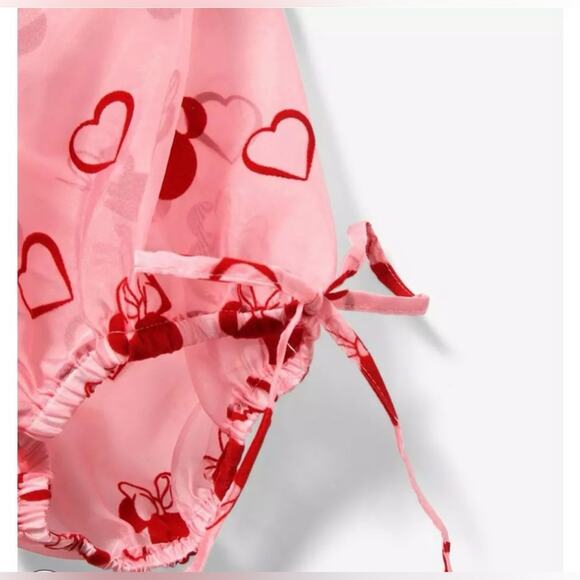 NWT Disney Box Lunch Minnie Mouse Sweetheart Pink Puff Sleeved Dress - Picture 6 of 6